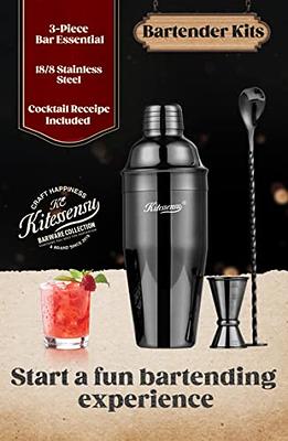 Cocktail Shaker, KITESSENSU 24oz Drink Shaker with Bartender Strainer,  Measuring Jigger, Bar Mixing Spoon, Cocktail Recipe Guide, Professional  Drink