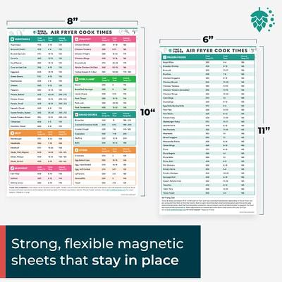 Air Fryer Magnetic Sheet Set - Kitchen Timing Chart - Air Fryer Accessories - Quick Reference Guide for Cooking and Frying - Easy to Use - Excellent