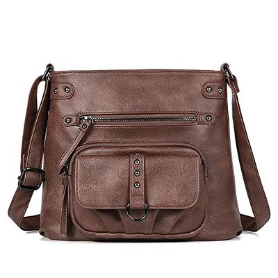 FashionPuzzle Multi Pocket PU Leather Casual Crossbody Bag with Adjustable  Strap