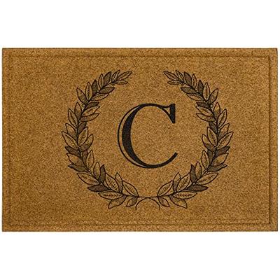 A1 Home Collections A1HC Natural Coir Monogrammed Entrance Door Mats, Durable Large Outdoor Rug, Non-Slip, Flock Doormat, Thin-Profile Heavy Duty Door Mat, Indoor Outdoor