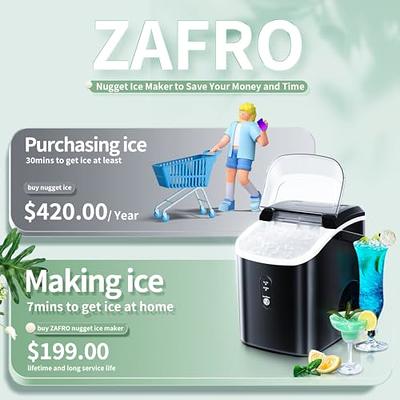 ZAFRO Nugget Ice Maker Countertop, Pebble Ice Machine with Self-Cleaning,  35Lbs/24H, Pellet Ice Maker with Ice Basket/Ice Scoop/Ice Bag for
