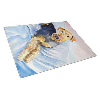 Caroline's Treasures Welsh Terrier Cozy Christmas Glass Cutting Board Large