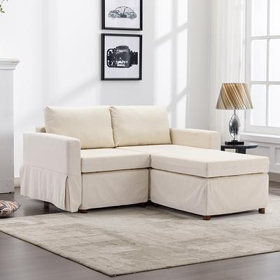 Two Seater Modular Sectional Sofa Linen Fabric Sofa Couch with Ottoman,  Seat Cushion and Back Cushion Removable and Washable - Yahoo Shopping