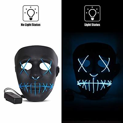 2PACK Halloween Led Mask, Light Up Scary Mask and Gloves for Halloween,  Cosplay Costume and Party Supplies