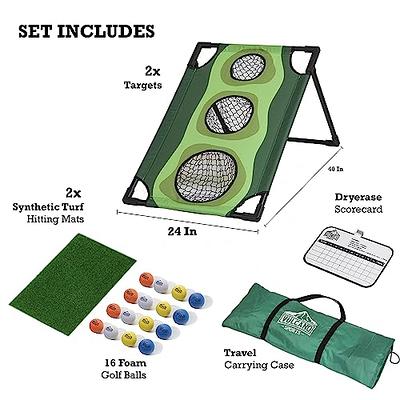 Golf Chipping Game with 16 Foam Golf Balls, Mini Golf Course Set Gift,  Outdoor Indoor Backyard Golf Cornhole Game for Kids Adults