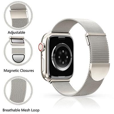 ZXCASD Metal Bands Compatible with Apple Watch Band 38mm 40mm 41mm Women Men,Black Loop Adjustable Mesh Strap for iWatch Series 9 8 7 6 5 4 3 2 1 SE