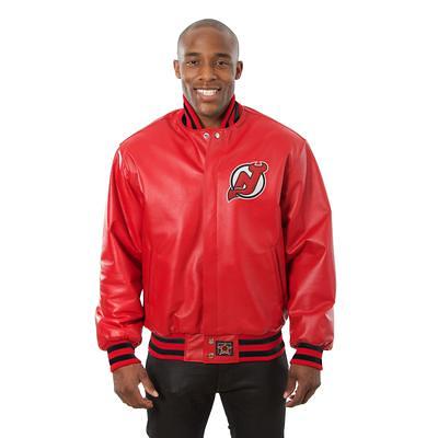 JH Design New Jersey Devils Black Bomber Jacket, Men's, Large