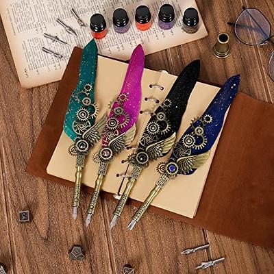 CunMei Vintage Punk Quill Pen Ink Set-Mechanical Quill Pen,5 Color