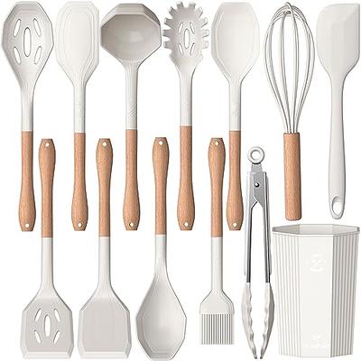 Miusco Non-Stick Silicone Kitchen Utensils Set with Natural Acacia Hard  Wood Handle, 5 Pieces, Grey, BPA Free, Baking, Serving and Cooking Utensils  - Yahoo Shopping