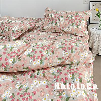 Girls Duvet Cover Twin Floral Aesthetic Bedding Sets White Pink Premium  Cotton 4 Piece(1 Duvet Cover + 2 Pillowcases+1 Fitted Sheet)