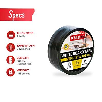 XFasten Tape for White Board, ⅛” Thin Black Tape for Dry Erase Board, 8  Rolls Pinstripe Tape, Divider Tape, Art Tape, Music Note Tape