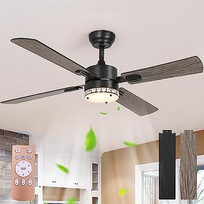 Xermei Ceiling Fan With Lights Remote Control 52 Inch Crystal Lampshade Low Profile Modern Light Noiseless Reversible Dc Motor For Living Room Bedroom Black Yahoo Ping