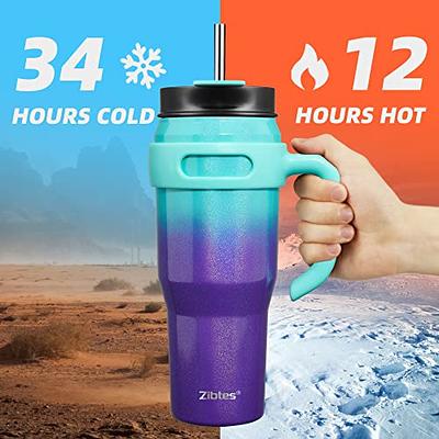 Meoky 40 oz Tumbler with Handle and Straw, Insulated Tumbler  with Lid and Straw, Stainless Steel Travel Mug, Keeps Cold for 34 Hours,  100% Leak Proof, Fits in Car Cup