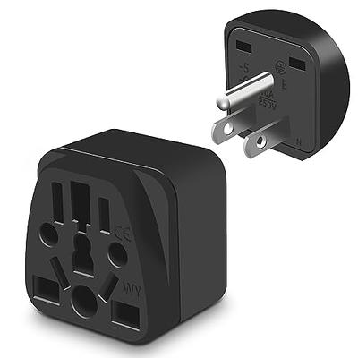 US Travel Plug Adapter EU/UK/AU/in/CN/JP/Asia/Italy/Brazil to USA (Type B),  3 Prong Grounded USA Wall Plug, International Mini Travel Adapter and