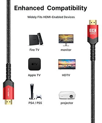 8K HDMI 2.1 Cable 2 FT, Real Certified 48Gbps Ultra High Speed HDMI Cable,  Ultra HD Braided Cord, Supports 8K@60Hz 4K@120Hz, eARC, HDR, HDCP 2.3, for