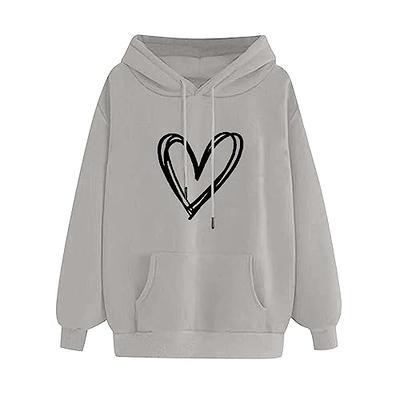 ZunFeo preppy Graphic Y2k Yahoo Soft Gray sweatshirt Hoodies Heart Girls Shopping M Tops early prime reads Teen members for - Cute Top Drawstring Sweatshirts Oversized Pullover for