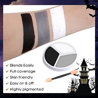 Tiekerbilir Black Grey White Face Paint + 1PC Sponge + Brush+