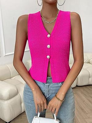 Women's V Neck Knit Tank Tops Casual Knitwear Sleeveless Shirts Sweater Vest