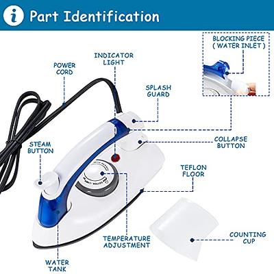 VANGOGER Travel Mini Steam Iron Portable Steamer for Clothes Handheld  Garment Steamer 3 in 1 Small Iron with Water Cup and Storage Bag White 