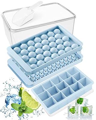 Silicone Ice Cube Trays Set of 2, Easy Release 15 Square Ice Trays with  Removable Lid & Bin Reusable Freezer Ice Trays Stackable for Whiskey