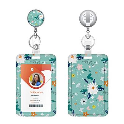 ID Badge Holder,Retractable Badge Reel with Vertical ID Holder Protector  Badge Clip for Student Worker Nurse Teacher (Flower 2) - Yahoo Shopping