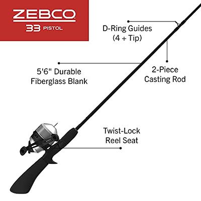 Zebco 33 Pistol Spincast Reel and Fishing Rod Combo, 5-Foot 6-Inch 2-Piece  Fiberglass Rod with EVA Handle, Quickset Anti-Reverse Fishing Reel with Bite  Alert, Silver - Yahoo Shopping