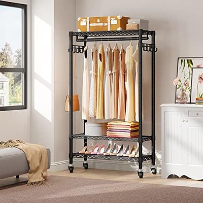 Metal Wood Free-standing Closet Clothing Rack Closet Organizer System with  Shelves Clothes Garment Rack Shelving for Bedroom - Yahoo Shopping