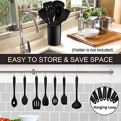 Silicone Cooking Utensils Set, E-far 7-Piece Black Heat Resistant Kitchen  Utensils Set, Kitchen Nonstick Tools Spatula Ladle Spoon Pasta Server for Non-stick  Cookware, Non-Toxic & Dishwasher safe - Yahoo Shopping