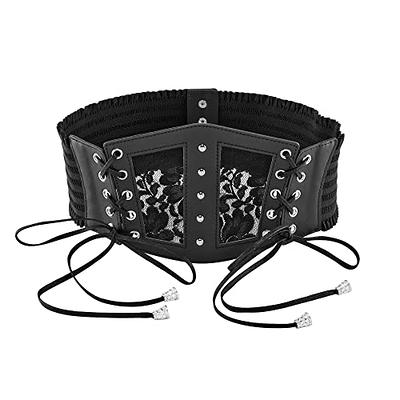 Chain Tied Waistband Corset Gothic Waspie Girdle Leather