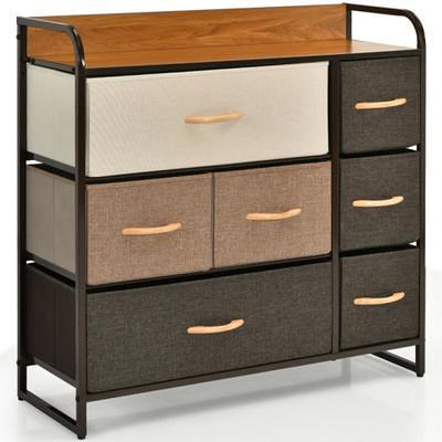 Costway 4-Drawer Dresser Organizer Closet Storage Cabinet with Shelves & Foldable Drawers