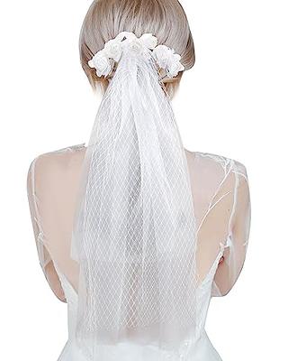 HemerVows White Floral Bridal Veils: Short Shoulder Length Veil with Comb  Wedding Party Bride Hair Accessories for Women and Girls - Yahoo Shopping