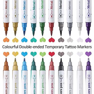 Metallic 10 Temporary Tattoo Markers, Temporary Tattoo Pens with
