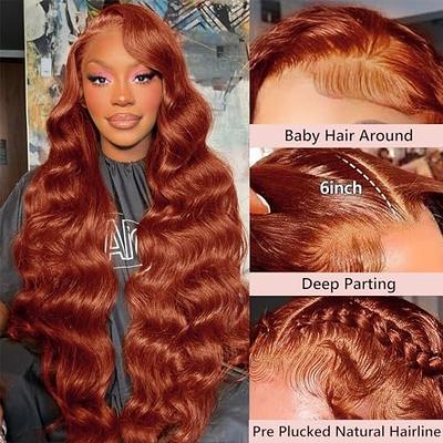 Wigs for White Women, 180% Density Brown Colored Human Hair Wig Pre Plucked  with Baby Hair 13x6 HD Lace #33 Light Wig for Women Brazilian Unprocessed  Virgin Human Hair Wig Glueless Body