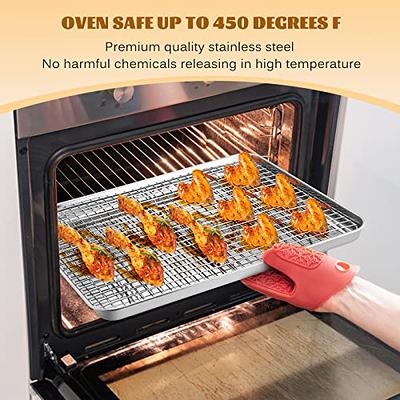 Baking Sheet With Rack Set[1 Baking Pan+1 Wire Rack],Stainless Steel Cookie  Sheet for Baking with Cooling Rack,Food Grade Oven Pan and Grill Rack 