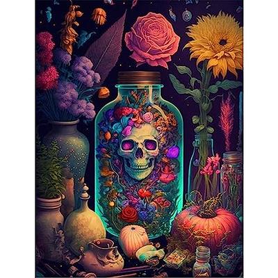 RICUVED Diamond Art Painting, Flowers Skulls Diamond Painting Kits