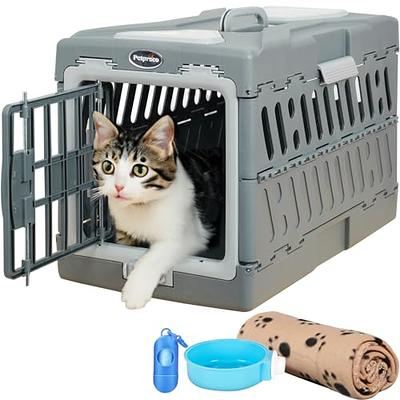 Petprsco Large Cat Carrier Hard, Plastic Portable Dog Crate 22 with Soft  Blanket and Hanging Kennel Bowl for Cats Small Dogs Puppies Kittens - Yahoo  Shopping