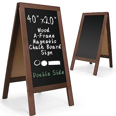 Ilyapa Wooden A-Frame Sign with Eraser & Chalk - 40 x 20 Inches Magnetic Sidewalk Chalk