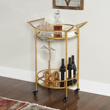 ZIOTHUM Bar Carts for The Home, Mini Bars for Home, Gold Bar Cart, Wine Cart, Liquor Cart, Drink Alcohol Serving Cart Rolling with 2 Mirrored