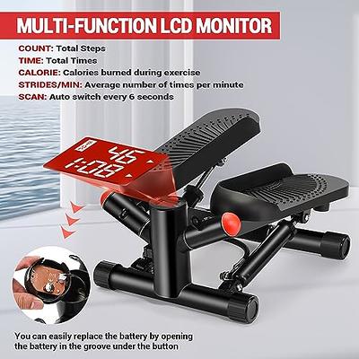 Portable Stair Stepper for Exercise - Mini Stepper Fitness Equipment with  LCD Monitor, Resistance Bands and Floor Mat