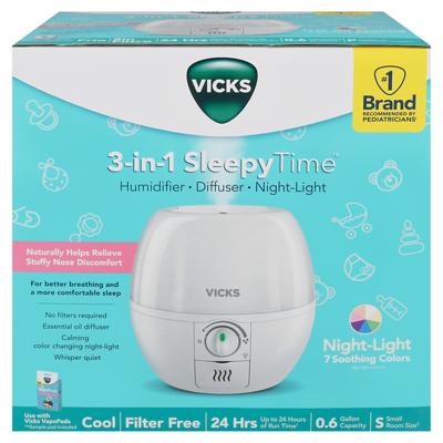 Vicks 3-in-1 Sleepy Time Ultrasonic Humidifier & Essential Oil Diffuser