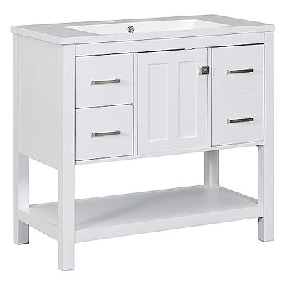 LUMISOL 21.6 Small Bathroom Vanity with Sink, Modern Bathroom Vanity Set  with Left Storage Cabinet, Solid Wood Bathroom Cabinet with Ceramic Vessel  Sink, No Back Panel - Yahoo Shopping