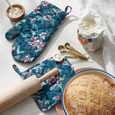 Vera Bradley Women's Cotton Pot Holder & Oven Mitt Set Orchard Plaid