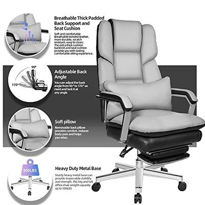 Excebet Big and Tall Office Chair 400lbs Wide Seat, Leather High Back  Executive Office Chair with Foot Rest, Ergonomic Office Chair Lumbar  Support for Lower Back Pain Relief (White) - Yahoo Shopping