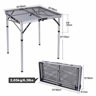 REDCAMP Folding Portable Grill Table for Outside, Lightweight Aluminum  Metal Grill Stand Table for Camping Cooking BBQ RV Picnic,Easy to Assemble  with