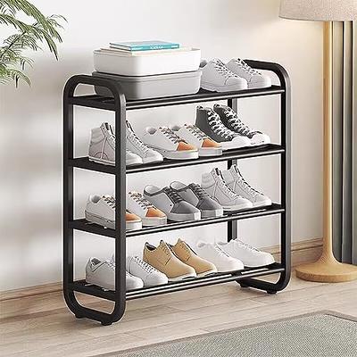 Gonfoam 3-Tier Expandable Shoe Rack,Adjustable Shoe Shelf Storage Organizer Heavy Duty Metal Free Standing Shoe Rack for Entryway Closet Doorway