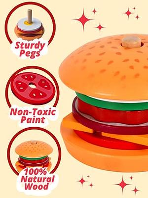 Montessori Toys For 3 Year Old Wooden Burger Sorting Stacking Toys For  Toddlers Preschool Educational Toys Fine Motor Toys For Kids Boys Girls  (Burger