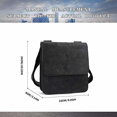 BAIGIO Men's Genuine Leather Shoulder Bags Retro Cross Body Bag Casual Satchel Side Bag For Wallet Purse Mobile Phone Keys