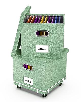 Oterri Filing Box, 2 Pack File Boxes, Rolling File Carts with  Wheels,Portable File Box with Lid for Letter Size Folders,Easy Slide  Durable Hanging File Organizer for Office/Decor/Home,No Folders,Green -  Yahoo Shopping