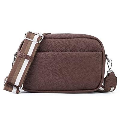 Small Crossbody Bag with Wide Guitar Strap, Thick Strap Camera Cross Body  Bag Leather Shoulder Purse for Women with 2 Strap