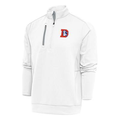 Detroit Lions Antigua Team Logo Throwback Tribute Quarter-Zip Pullover Top  - White